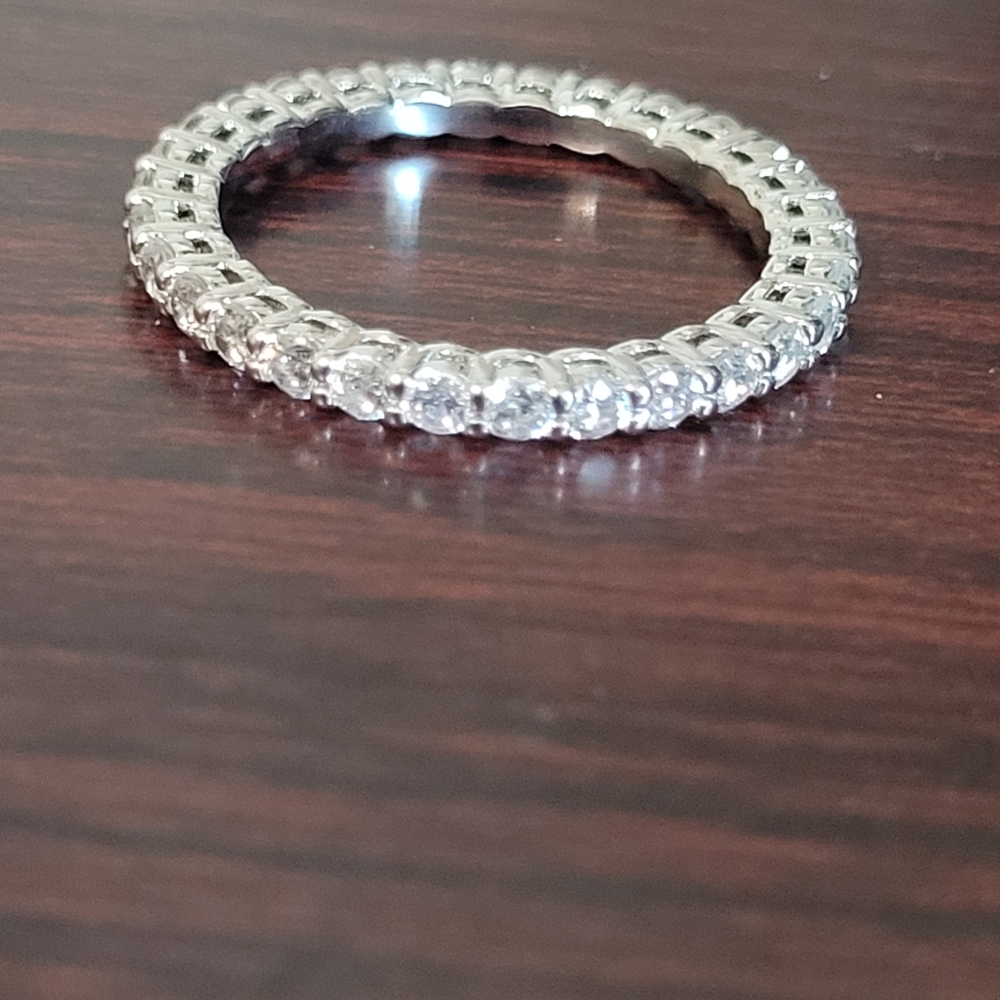 White Gold Plated Cubic Zirconia Eternity Band